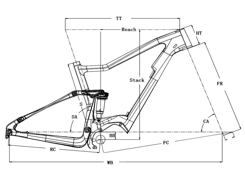 Cadre Ebike à suspension complète en carbone pour moteur Shimano