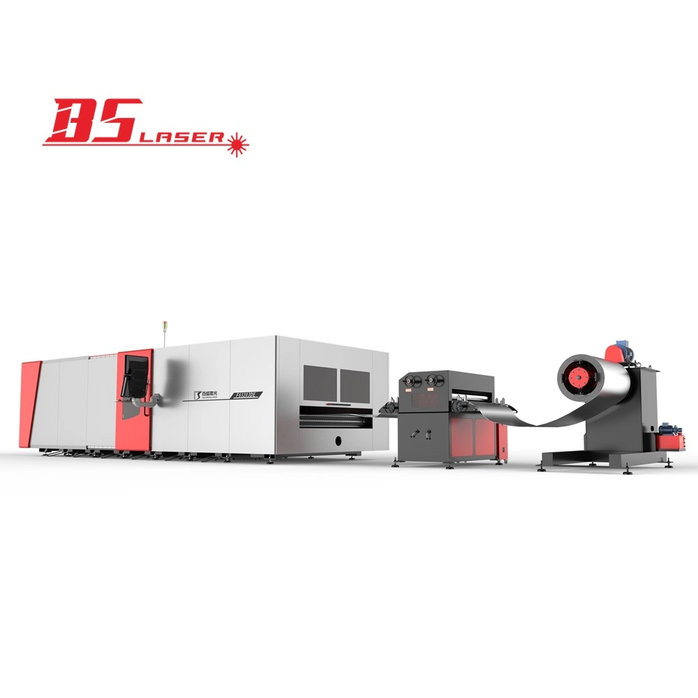 Machine de découpe laser à fibre d'acier à bobine roulée en métal à couverture complète avec dérouleur/niveleur automatique