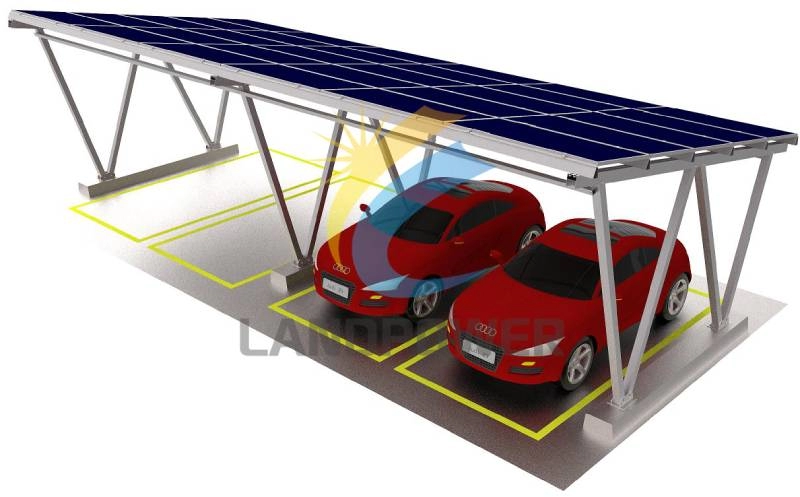 Structure d'abri de voiture en panneau solaire en aluminium