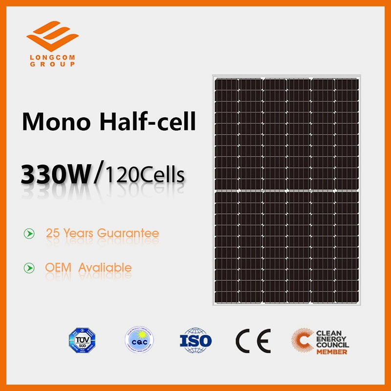 Panneau d'alimentation solaire à demi-cellule pour l'électricité 330W