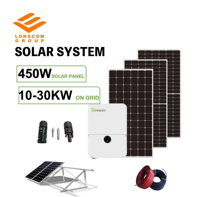 Kit de certificat TUV CE Énergie solaire sur système solaire de réseau Système de panneaux solaires 10-30kw