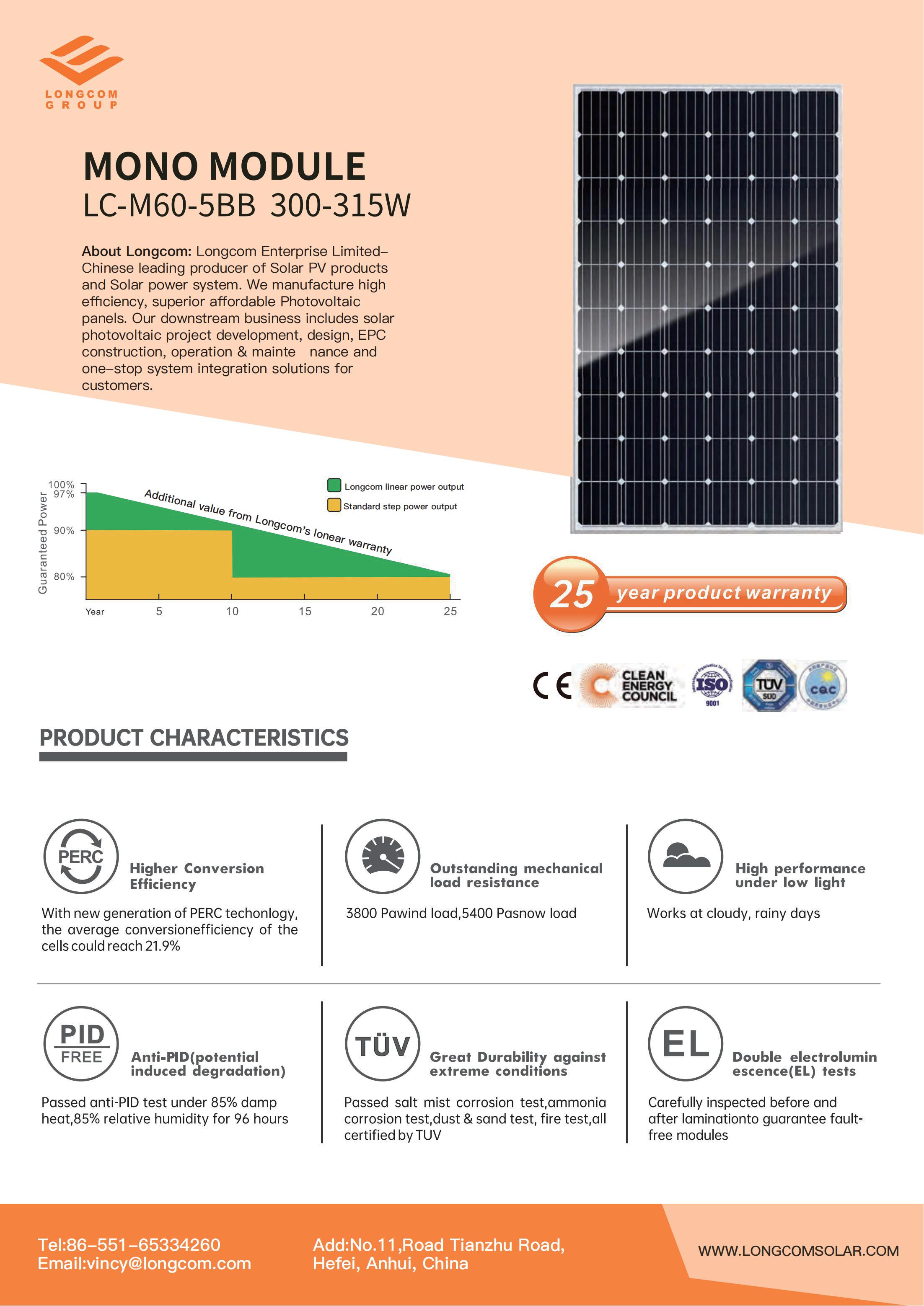 310 Watt Monocrystalline Solar Panel