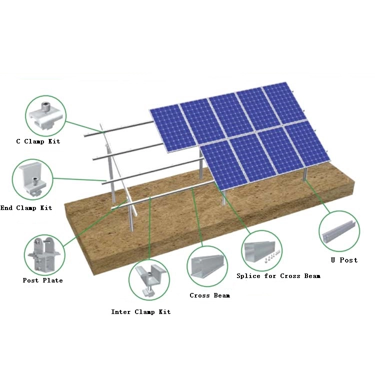 Support de montage au sol photovoltaïque en aluminium solaire bifacial solaire bipolaire