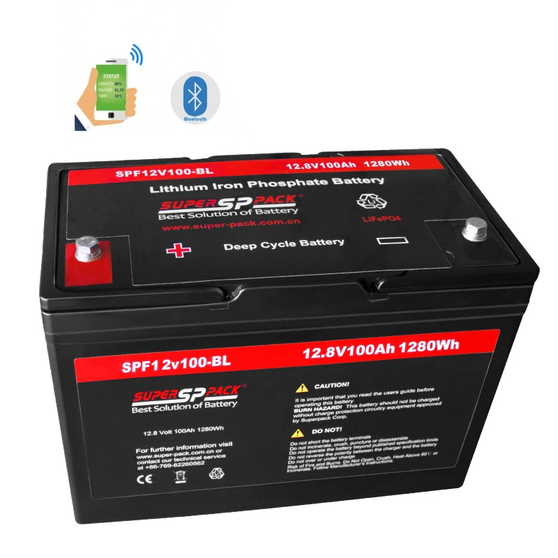 Batteries de maison de RV, version Bluetooth de batterie LiFePO4 12V100Ah pour RV