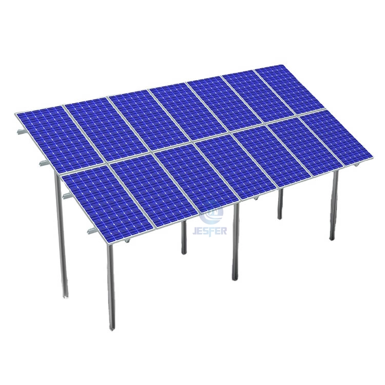 Structure de montage au sol de modules solaires à double colonne en acier au carbone