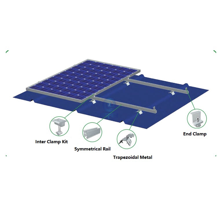 Système de montage solaire de pince de toit en métal trapézoïdal