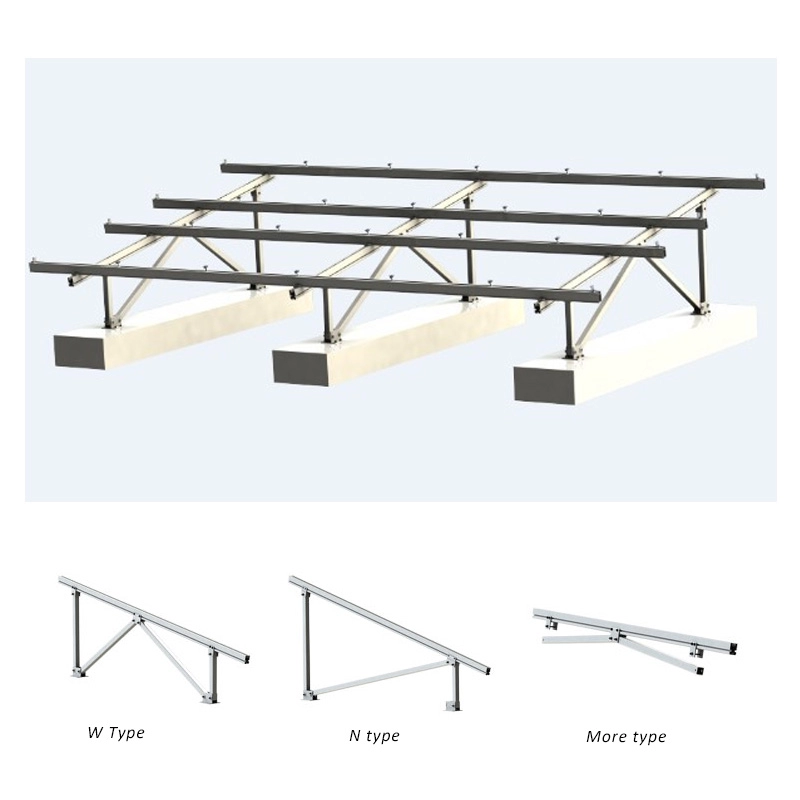 Structure de kits de montage au sol pour panneaux solaires Système en aluminium