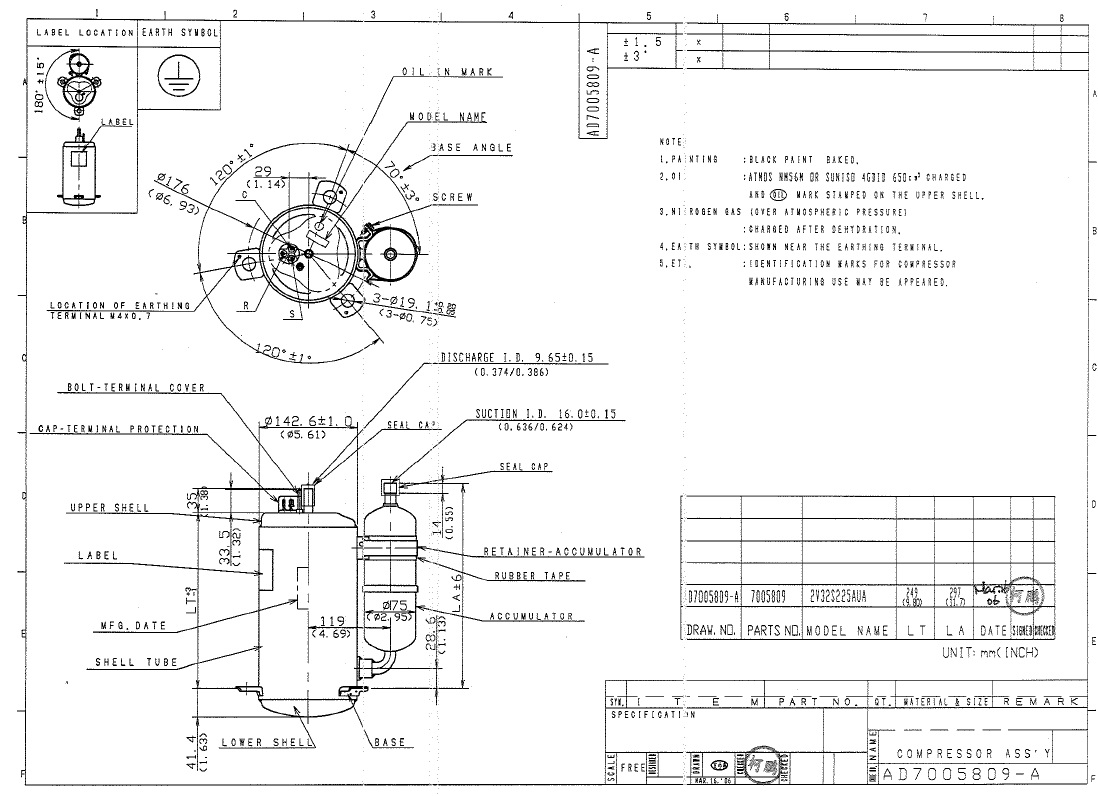 Panasonic rotary compressor accessories fitting