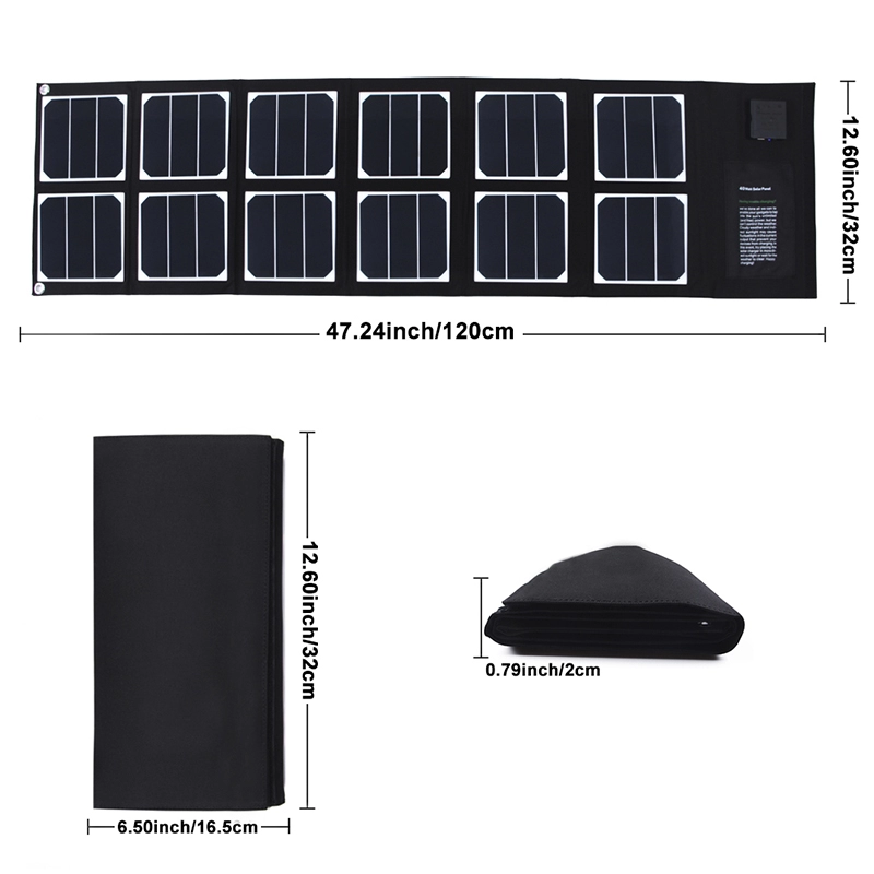 Chargeur solaire portable à panneaux solaires sunpower 40 W pour ordinateur portable et téléphone portable