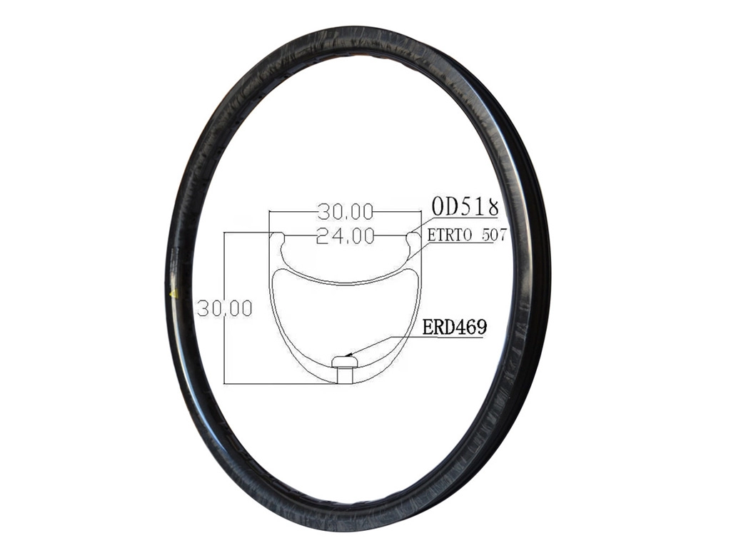 Jantes de vélo BMX à pneu en carbone 24 pouces 30 mm 507