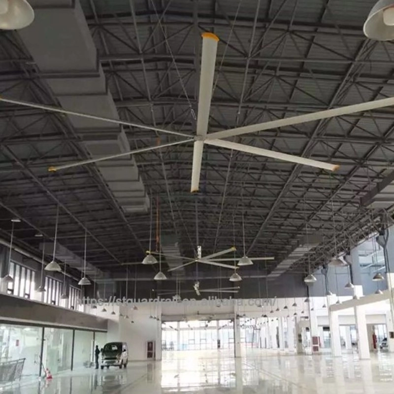 Ventilateur d'échappement de garage en Chine Usine de ventilateur de plafond industriel Restaurant de ventilateur HVLS