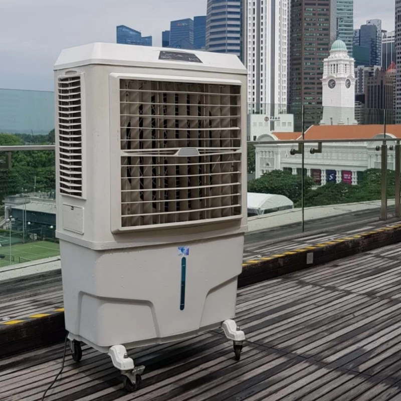 Refroidisseur d'air évaporatif portatif de la Chine avec la grande capacité de réservoir d'eau du débit d'air 100L de 8000 CMH