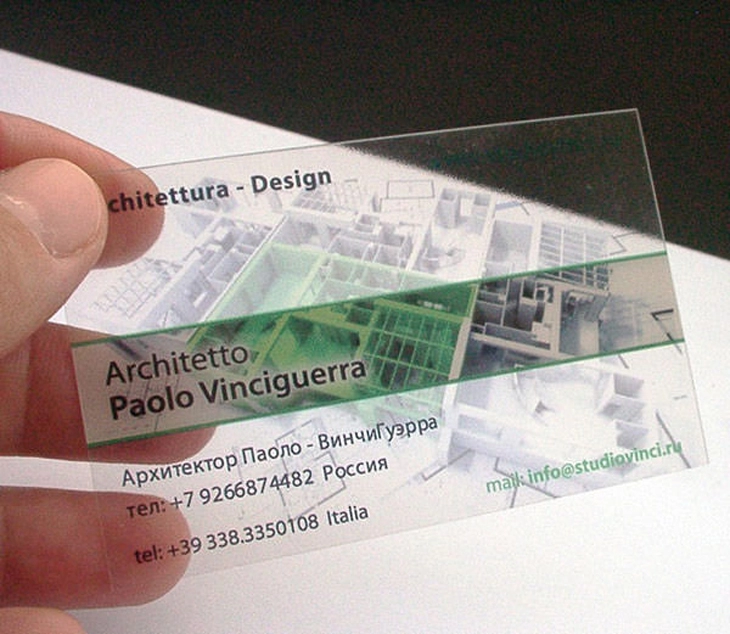 Carte de visite transparente en PVC à impression polychrome