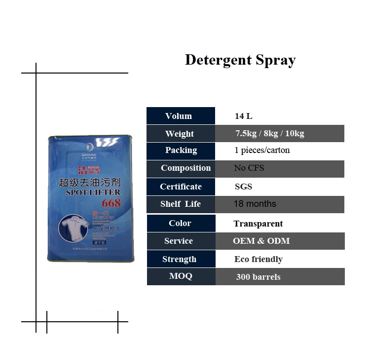 Détergent détachant liquide à formule chimique à séchage rapide