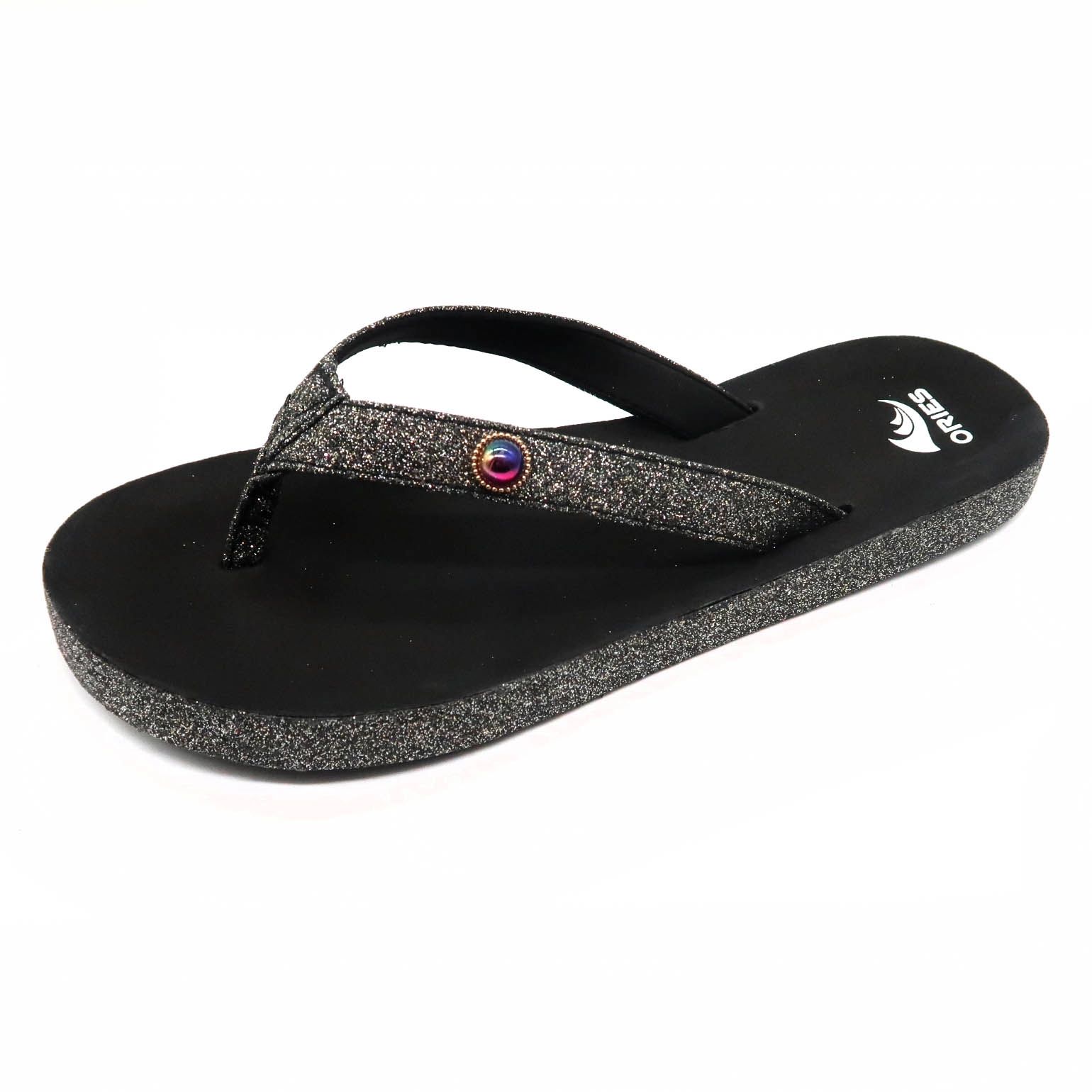 Matériau brillant Gleit sur le bord de la semelle et la sangle Fashion Girl Flip Flops Sandal