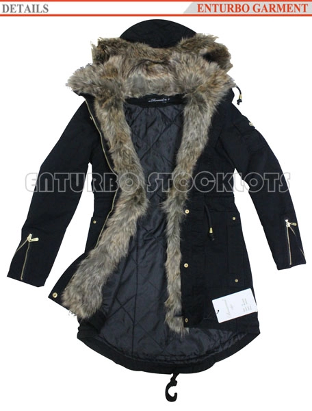 Manteau d'hiver en coton Shell avec capuche en fourrure pour femme