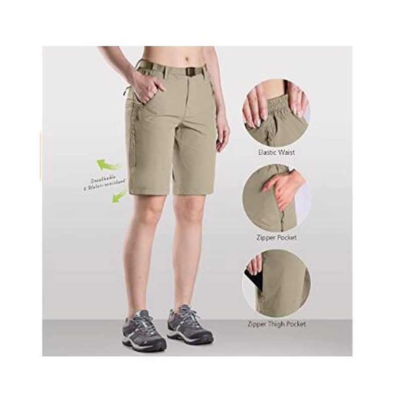 Short cargo de randonnée pour femme UPF 50+ Short en nylon à séchage rapide avec ceinture