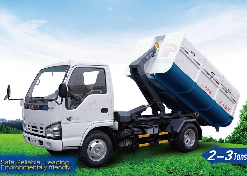 Camion à ordures Isuzu 5cbm/m3/camion élévateur à crochet/véhicule conteneur de déchets