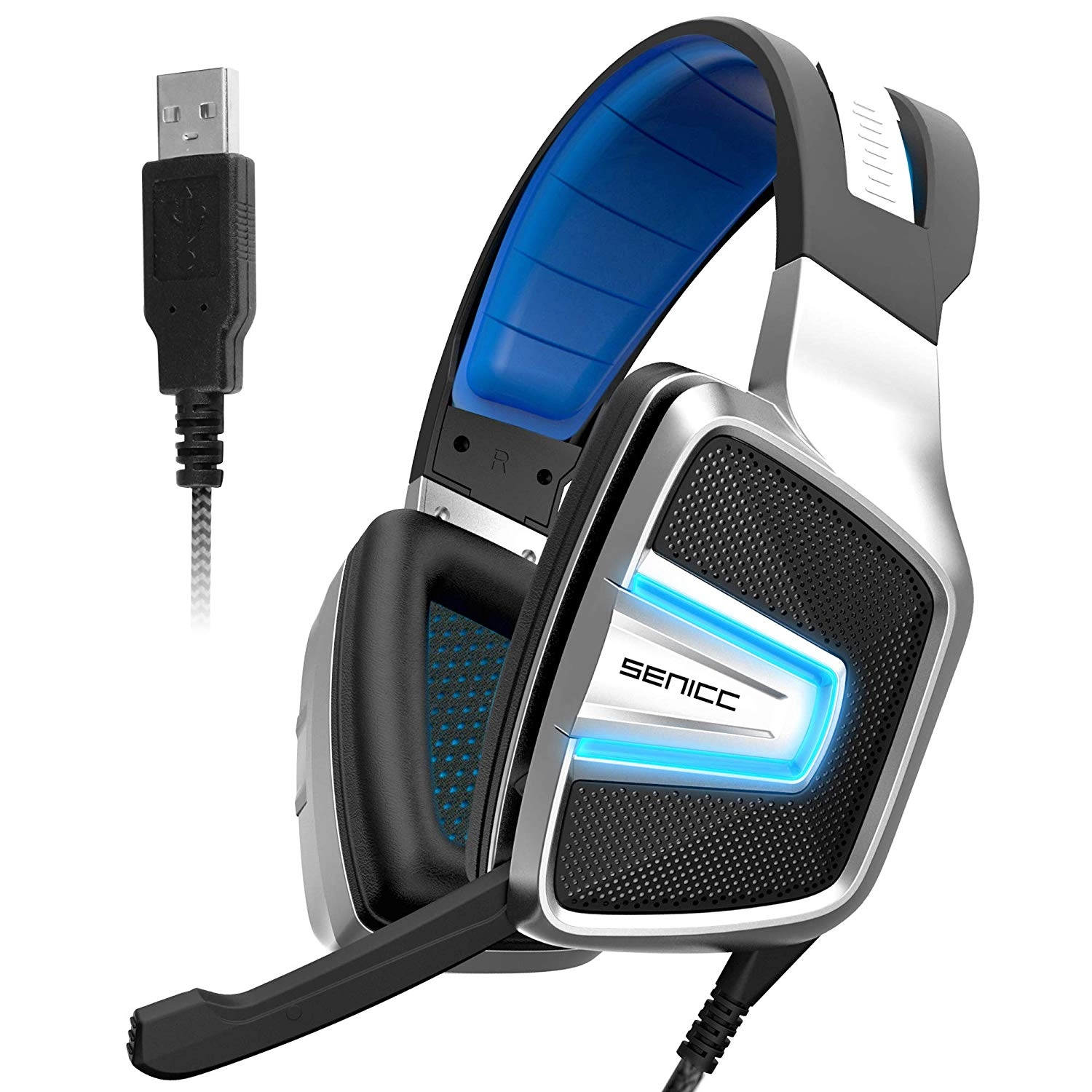 Somic A8 USB filaire 7.1 Vibration Gaming Headset avec lumière LED