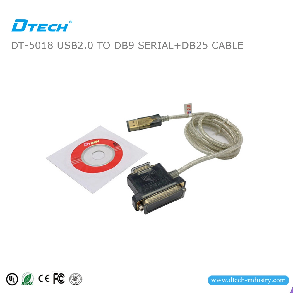 DTECH DT-5018 Câble adaptateur USB 2.0 vers RS232 DB9 et DB25