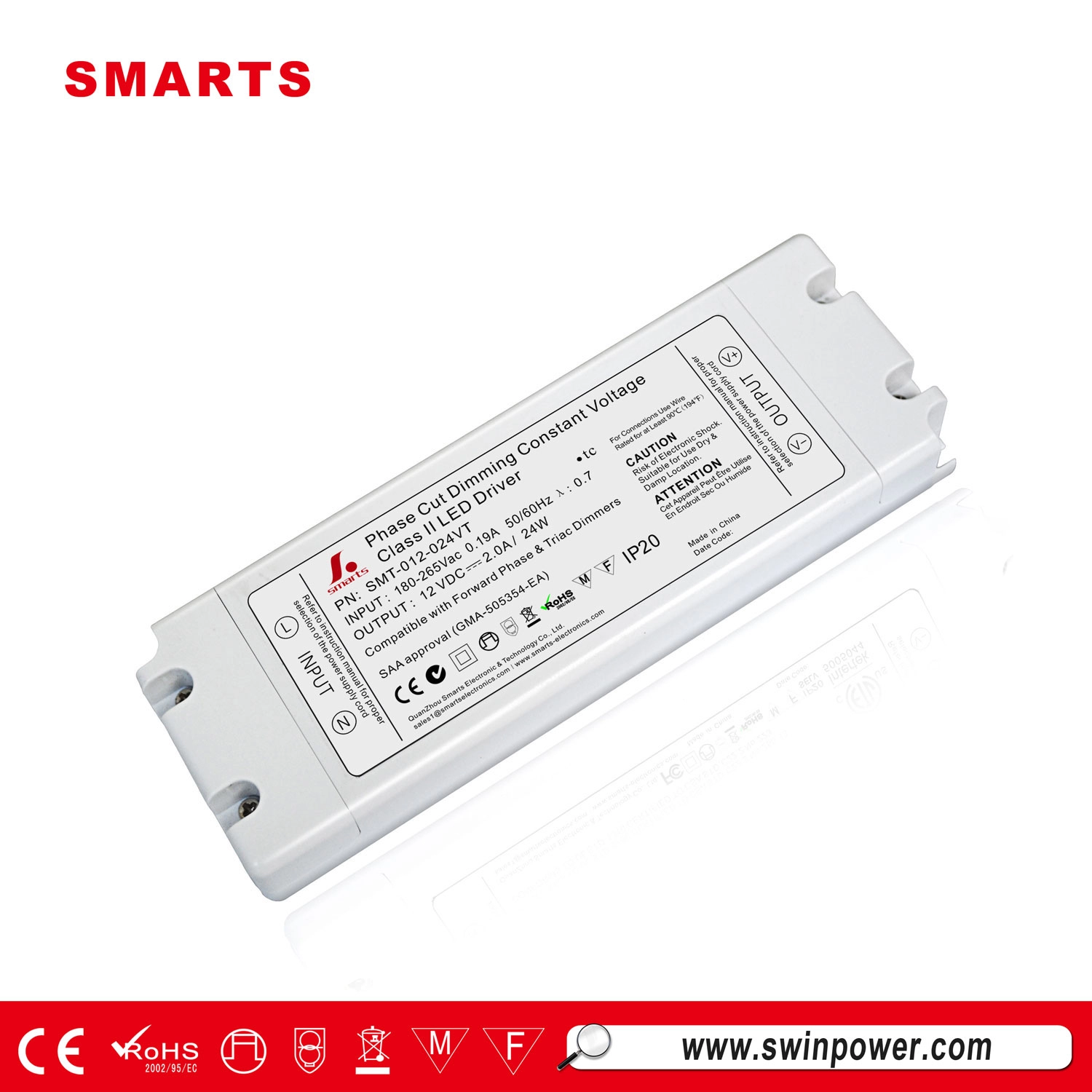 Alimentation LED dimmable triac à tension constante 12v 24w