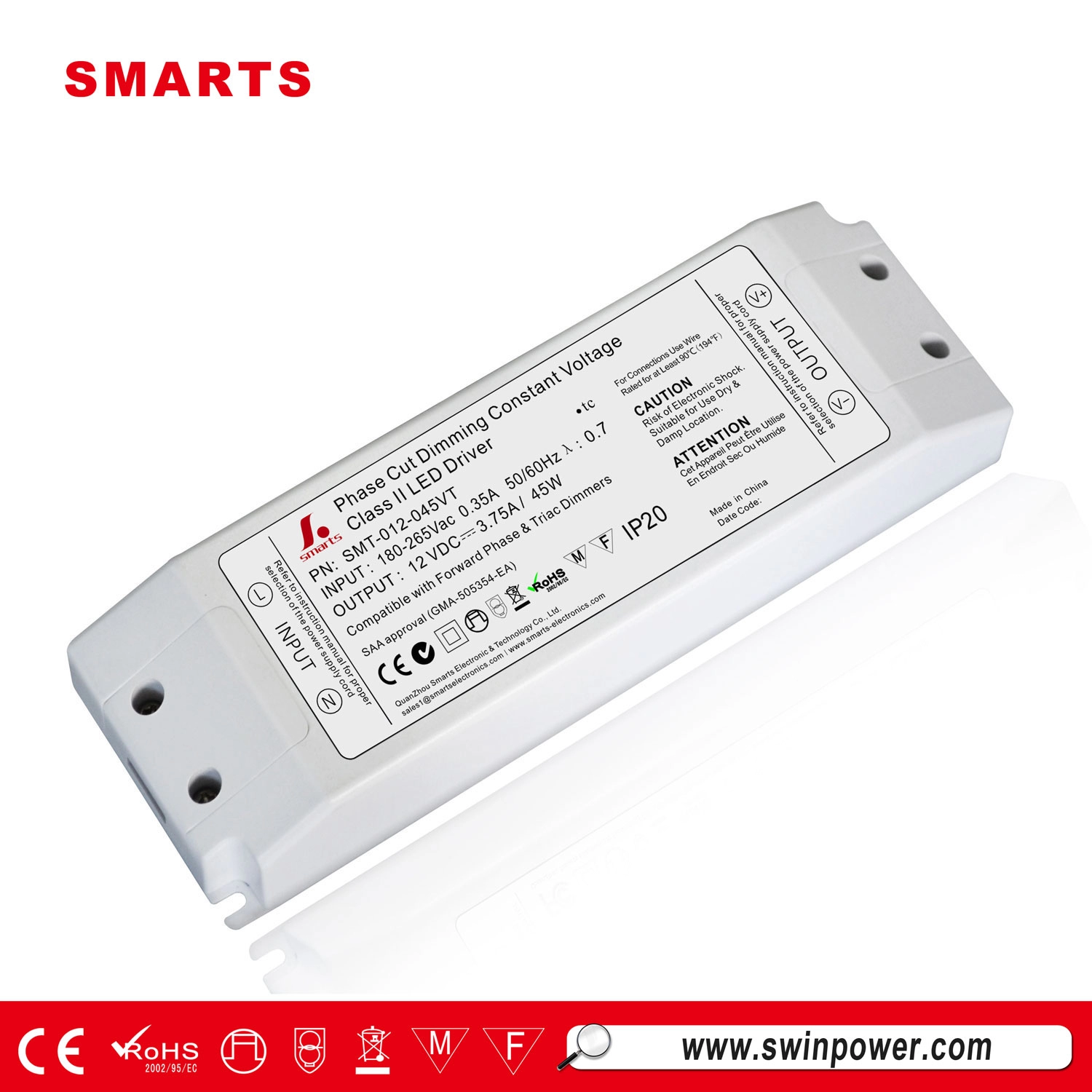 Pas cher 45w 12vdc dimmable led driver saa tension constante led strip light power supply