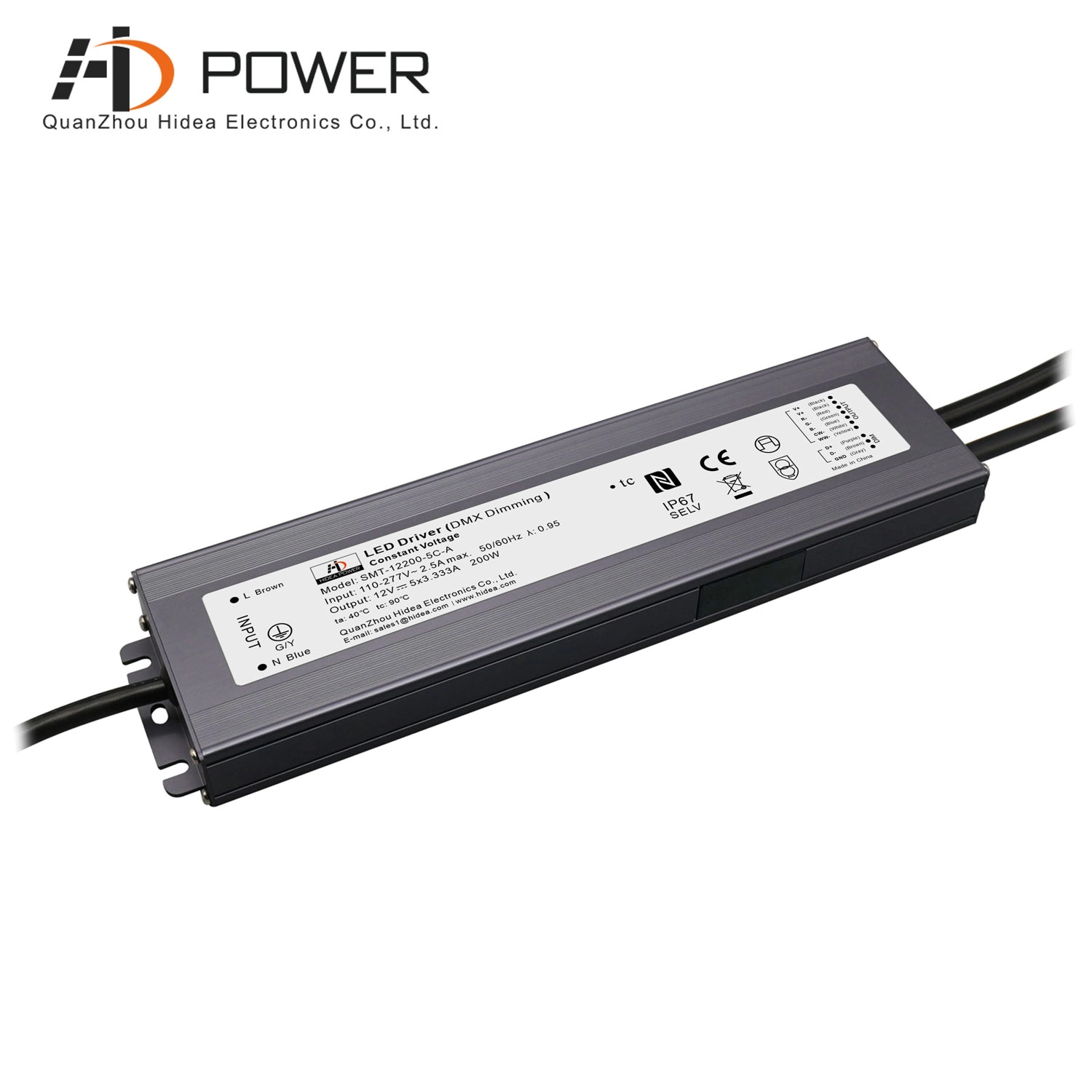 Transformateur dimmable DMX led 200w 12 volts pour RGBCW