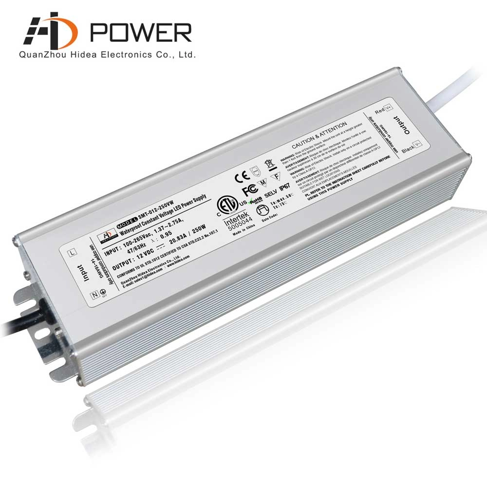 12v led strip light driver 250w boitier aluminium IP67