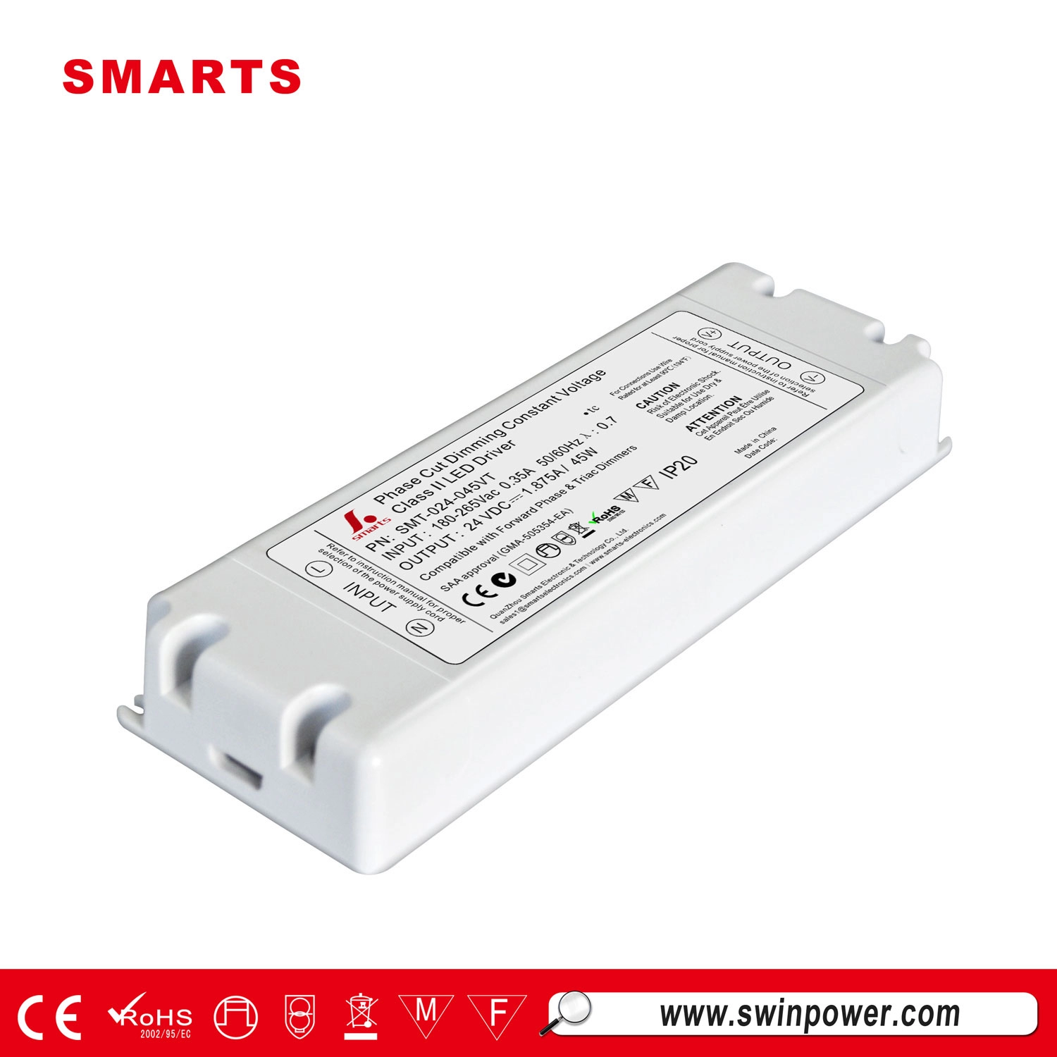 alimentation classe 2 24v triac dimmable tension constante led driver 45w