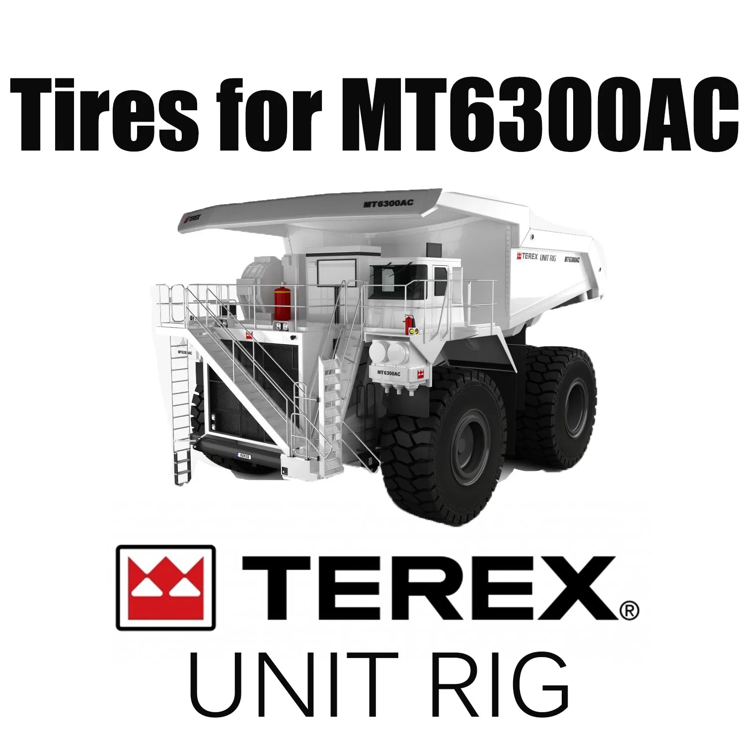 Camions à benne UNIT RIG MT6300AC équipés de pneus tout-terrain Giant 59/80R63