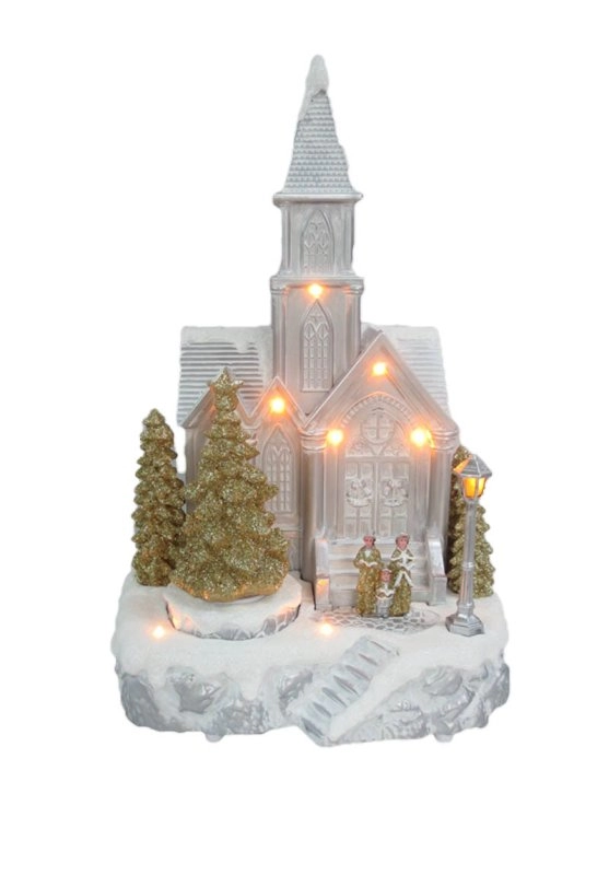 Église de Noël à LED avec arbre de Noël en mouvement
