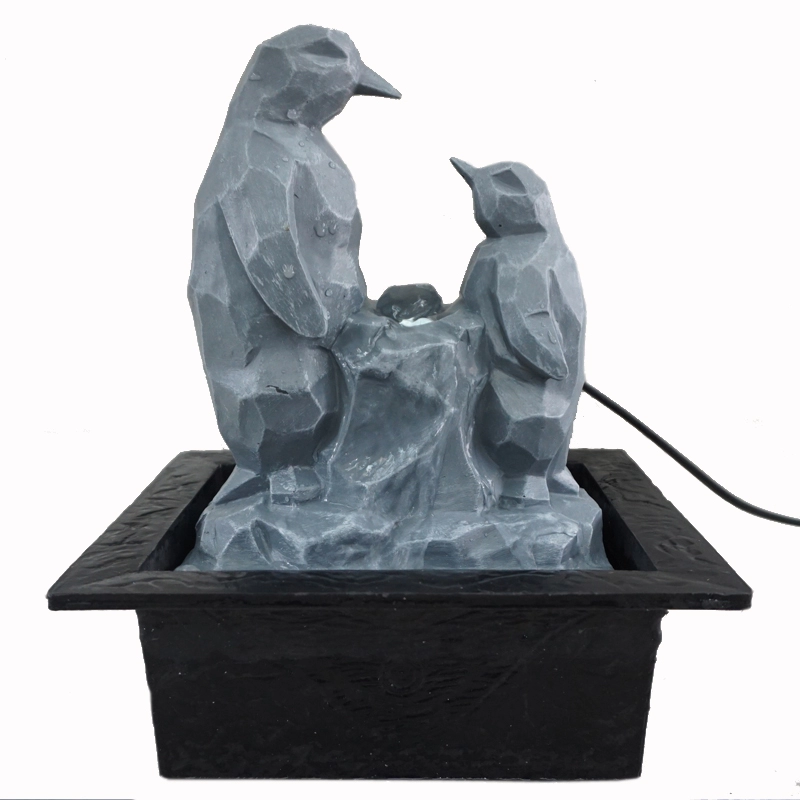 Fontaine de table pingouin effet pierre grise