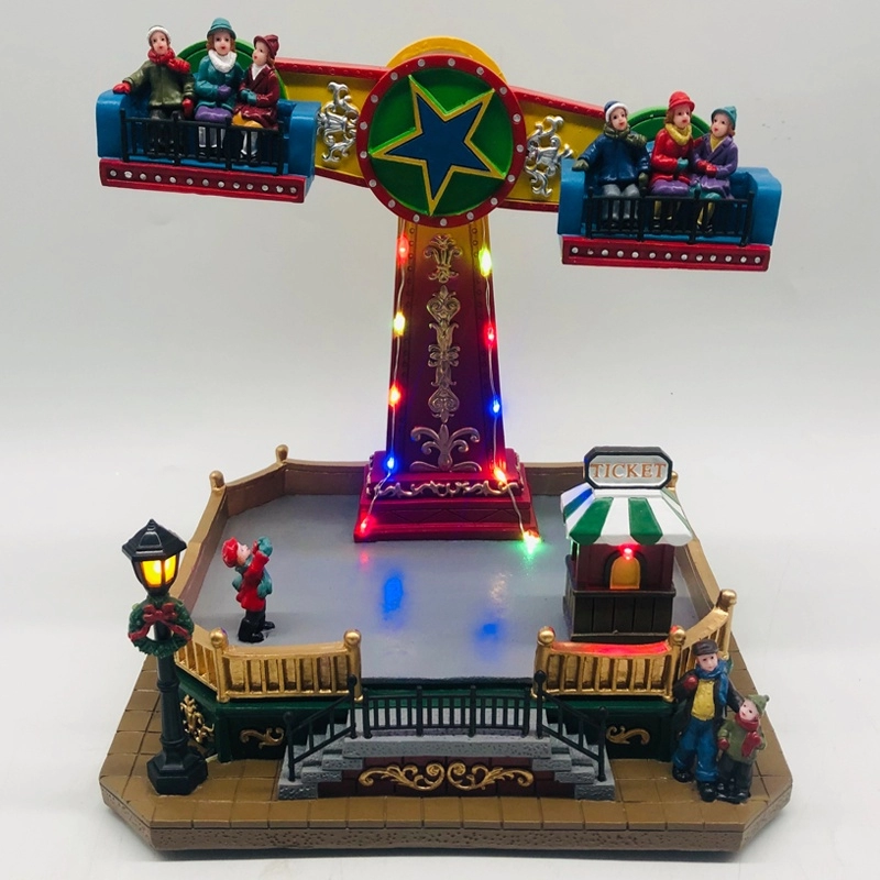 Terrain de jeu de Noël illuminé avec des enfants volants