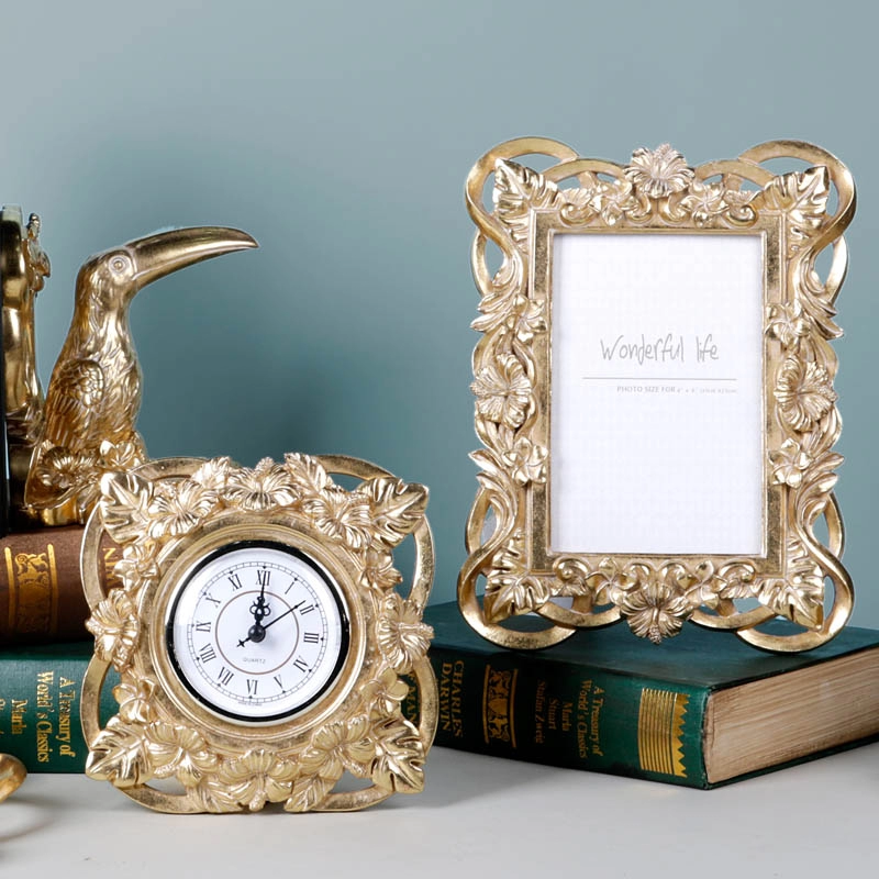 Collection de cadres photo Classical Flower avec plateau et horloge
