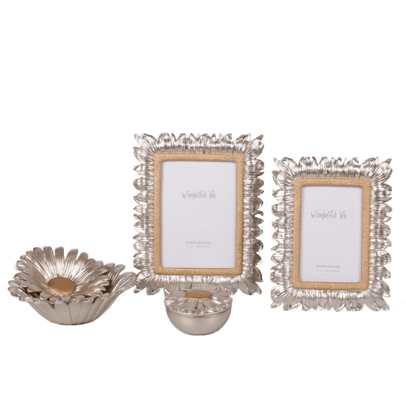 Cadre photo en résine de tournesol avec boîte à bijoux et plateau pour la décoration intérieure