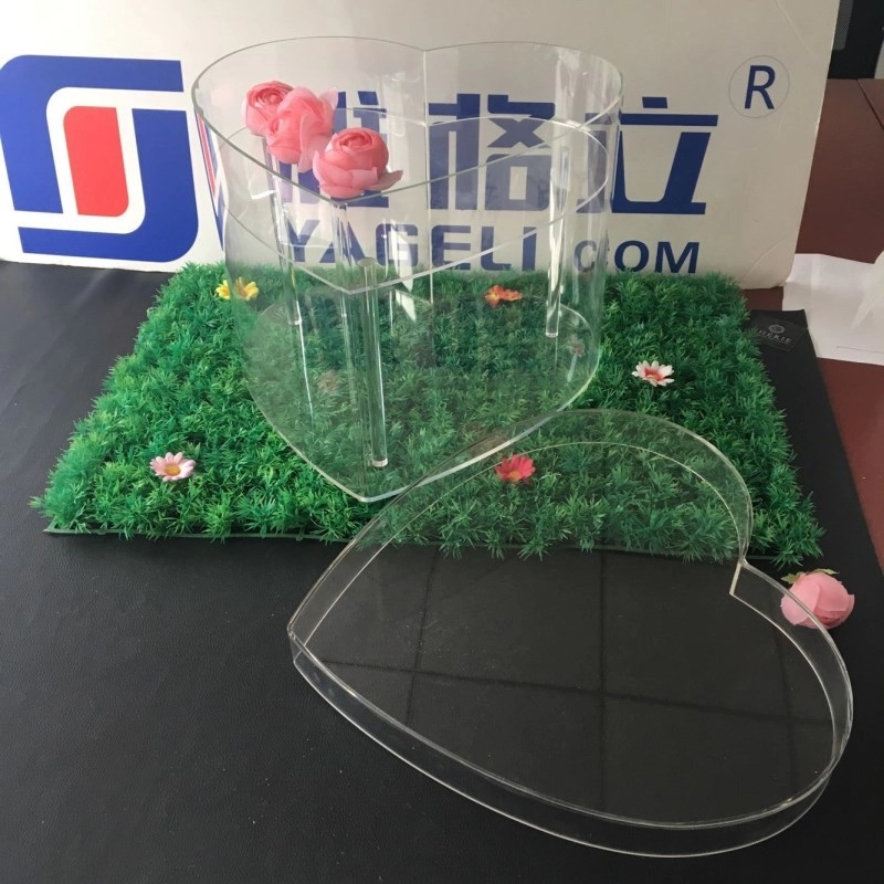 Boîte d'emballage de fleurs en forme de coeur en acrylique transparent