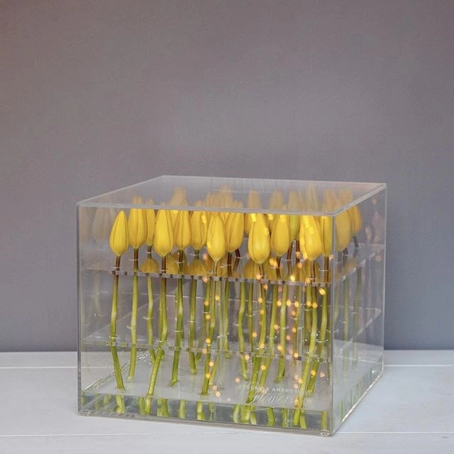 Boîte de rangement de fleurs en acrylique imperméable à l'eau en gros Rose Boîte d'emballage