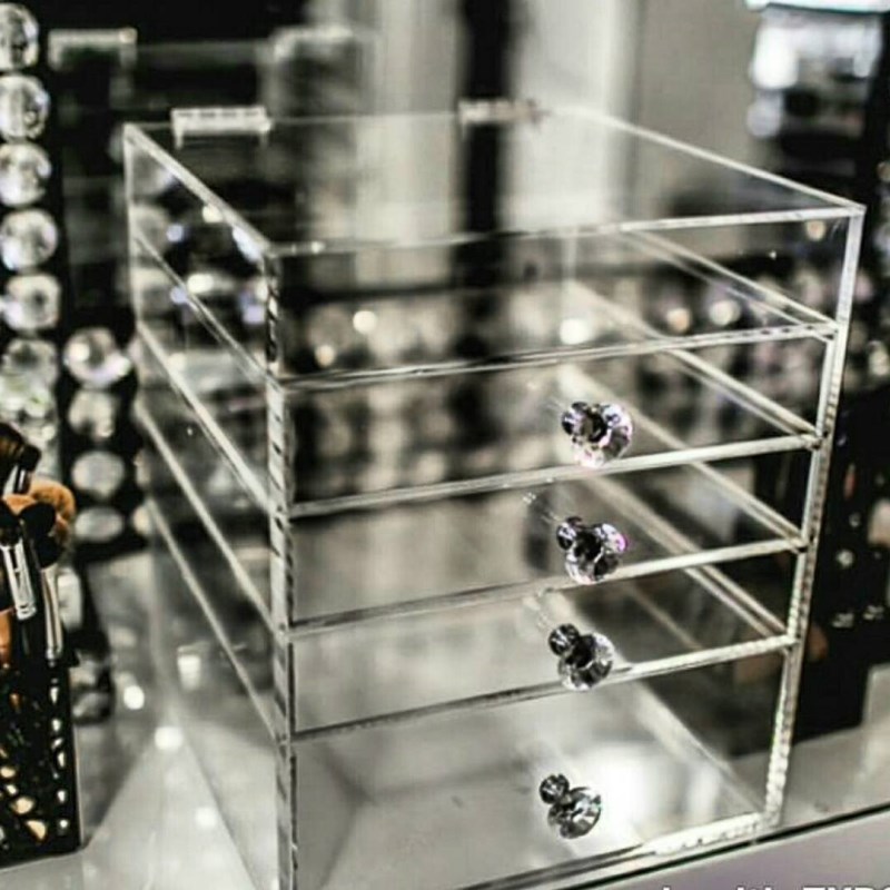 Clear acrylic makeup organizer with drawers