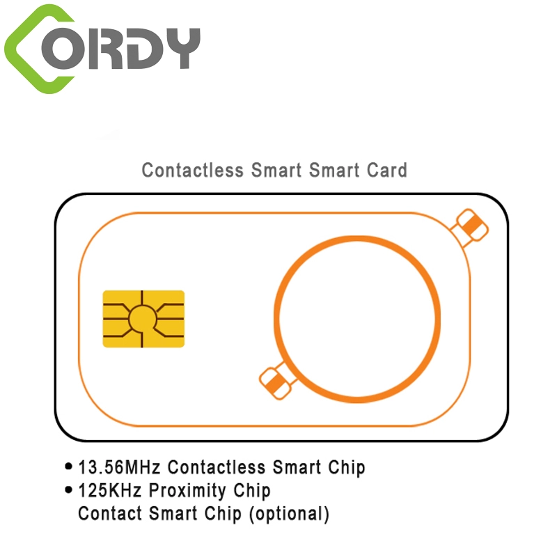 Carte double RFID avec bande magnétique Carte avec contact IC