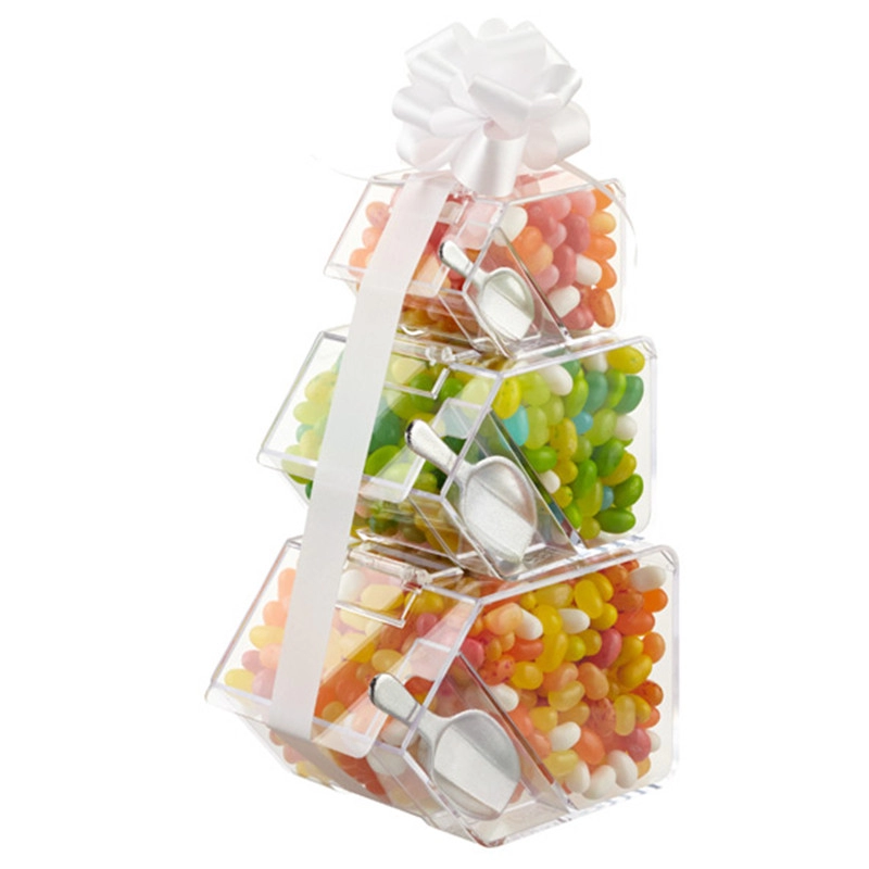 Boîte en fer blanc à bonbons transparent pour boîte de bonbons en plexiglas sucré aux fruits