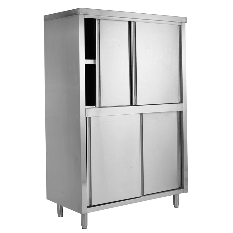 Armoire de cuisine en acier inoxydable à rangement vertical avec portes coulissantes