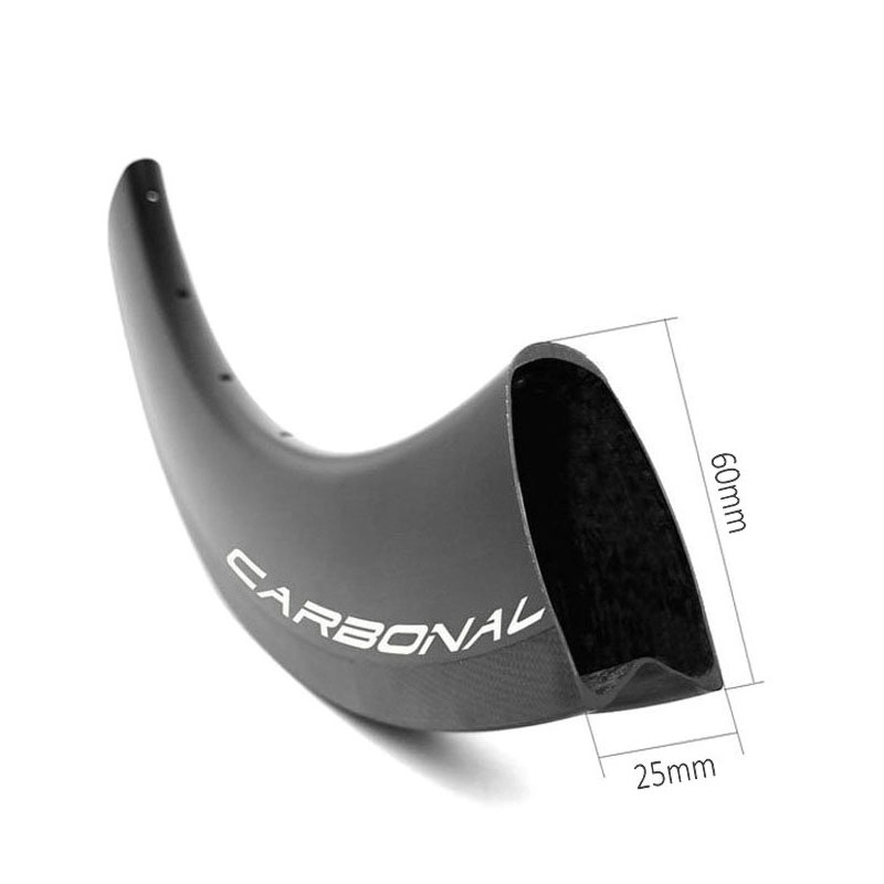 Jantes tubulaires en carbone Aero U shape 25 mm de large et 60 mm de profondeur
