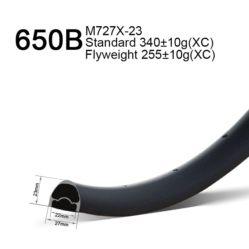 650B Jantes en carbone XC de 27 mm de largeur et de 23 mm de profondeur