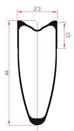 60mm tubular carbon rim profile