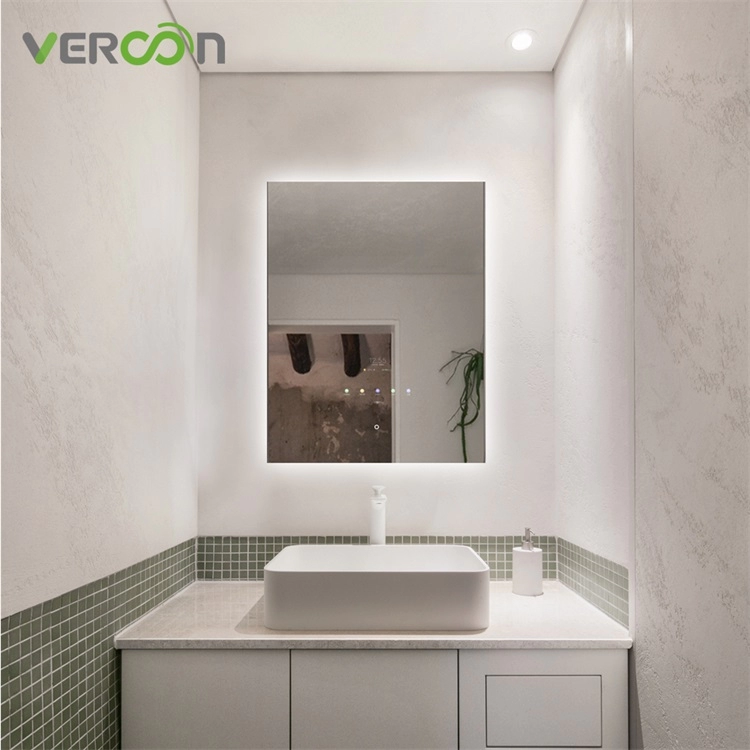Smart Mirror Hospitality Salle de bains Miroir de courtoisie LED Affichage de l'heure anti-buée