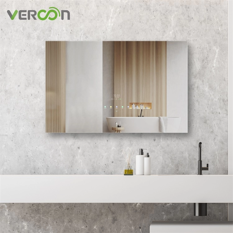 Miroir de salle de bain intelligent à fonctions multiples android os 11 smart tv grand rectangle 1200*800MM