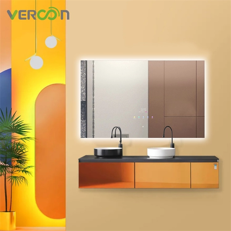 Miroir de salle de bain Smart Led rond à montage mural Vercon avec éclairage de vanité