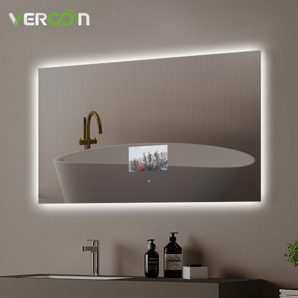 Miroir de salle de bain intelligent rétroéclairé avec écran tactile android os 11 et 10,1 pouces