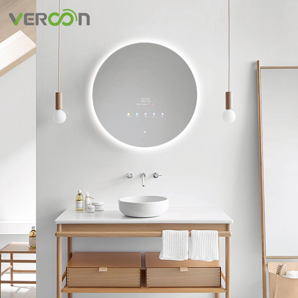 Vercon Custom Salle de bains Miroir intelligent à DEL illuminé rond avec interrupteur tactile
