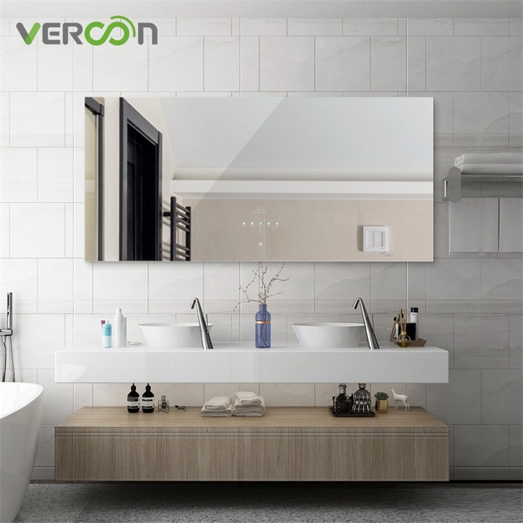 Vercon miroir intelligent android os 11 avec écran tactile 10,1" miroir tv miroir de salle de bain